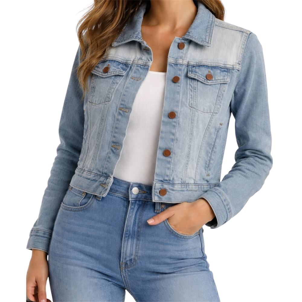 Marine Layer Denim Jacket Trucker Jean Button Down Light Wash Colorblock XS